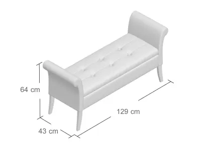 Cava Chair Upholstered Bench  3D model