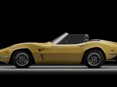 70s muscle-sports roadster Low-poly 3D model
