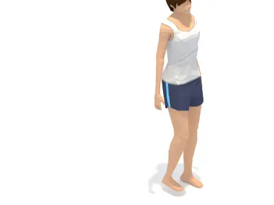 Lunge Yoga Exercise Woman Animation Low-poly 3D model