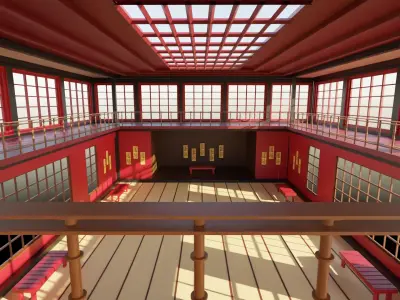 Japanese Dojo Low-poly 3D model