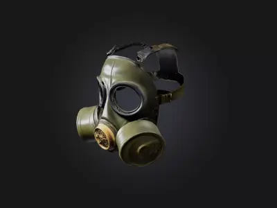 Gas Mask Low-poly 3D model 5