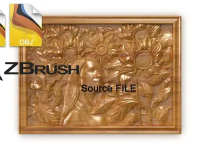 Sunflover girl 3d painting 3d print 3D model 3D model