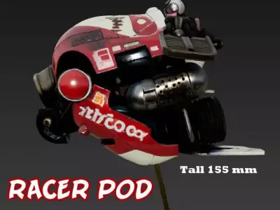 Racer Pod Sci Fi vintage vehicle 3D print model