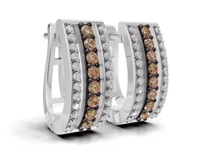 AV 741 Diamond Womens Huggies Hoop Earrings 3D print model