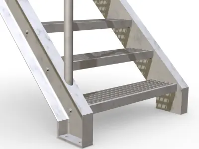 Grid stairs collection - handrail on left side - 46 versions 3D model