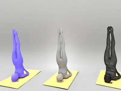 Female standing on her head and doing yoga 420 Low-poly 3D model