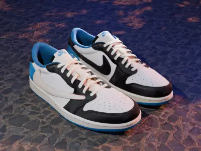 Travis Scott x Fragment Jordan 1 Low 3D model
