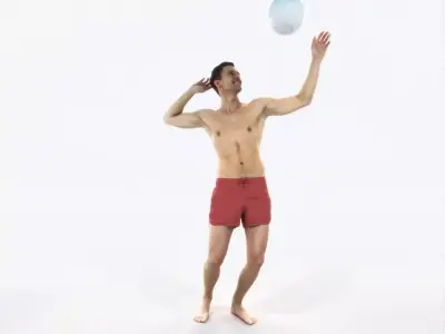 Virtue 04K Beach Serving Sports Man Low-poly 3D model