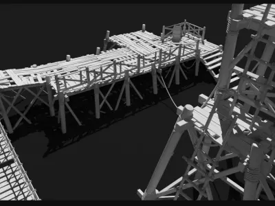 Medieval wooden structures 3D model