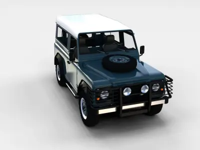 Land Rover Defender 90 Station Wagon w interior rev 3D model