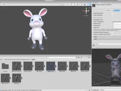 High-Quality 3D Cute Rabbit - Animated for Games Low-poly 3D model