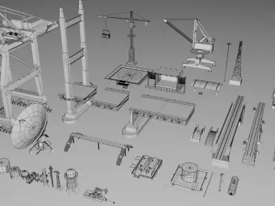 500 Realistic Exterior City Street Props Pack Collection Low-poly 3D model