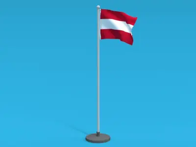 Low Poly Seamless Animated Austria Flag Low-poly 3D model