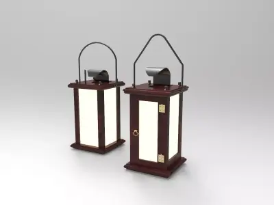 lantern T two wooden lanterns 3D model