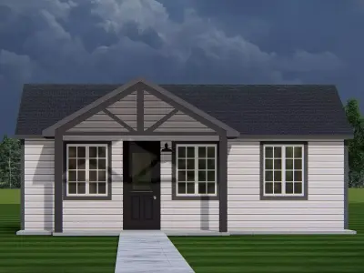 American Exterior House Design  Classic Modern  3D model