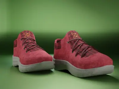 Sneakers red WL low poly 3D model with PBR Low-poly 3D model