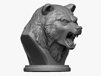 bear head bust 3D print model