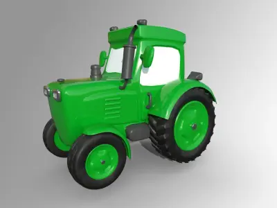 Cartoon Tractor Low-poly 3D model