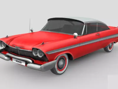 Low Poly Car - Plymouth Fury coupe Christine 1958 Low-poly 3D model