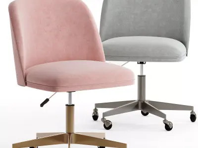 Rh ALESSA velvet desk Chair - antiqud brass 3D model