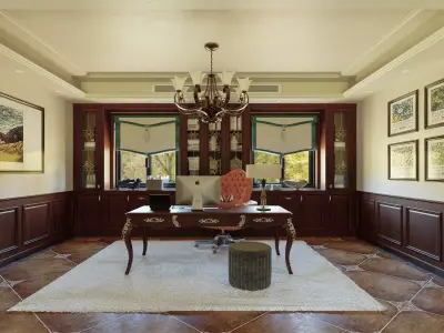 Luxury living room dining room interior scenes 02 3D model