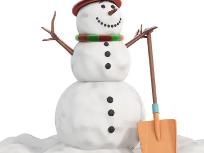 snowman made of snow 3D model