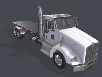 Kenworth T800 Platform Truck Low-poly 3D model
