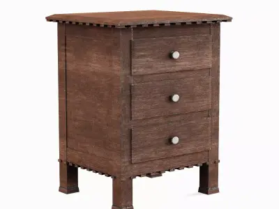 Old Wooden Dresser 05 Low-poly 3D model