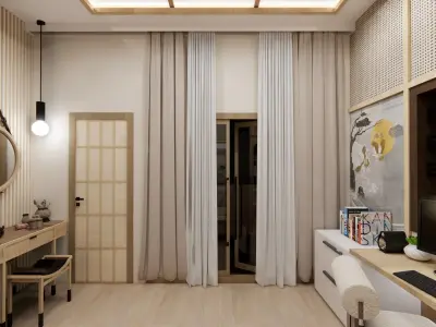 JAPANESE THEME BEDROOM INTERIOR DESIGN 3D model