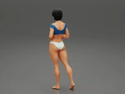 Beautiful young slim girl wearing bikini standing 3D print model