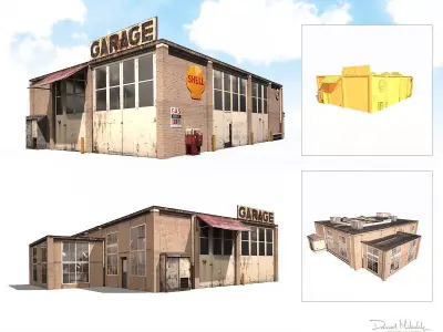 Garage Building 188 Low Poly Low-poly 3D model
