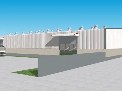 SIMPLE PEB WAREHOUSE SHED STRUCTURE - 164 FT X 164 FT - 25 FT 3D model