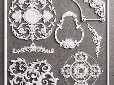 Baroque Engraving Ornament Collection Vol 1 - 3ds Max  Corona 3D model
