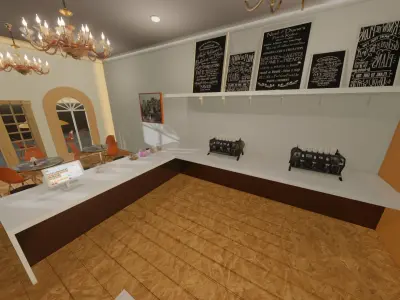 Detailed Coffee Shop with interior  3D model