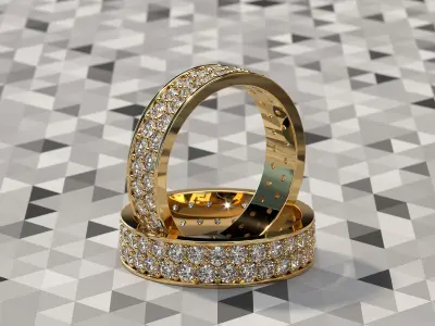 Slim Ring collection with diamonds All Sizes 3D Model Pack
