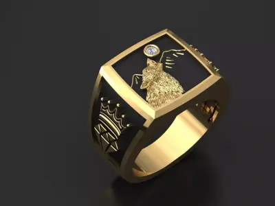 man ring wolf  3D print model