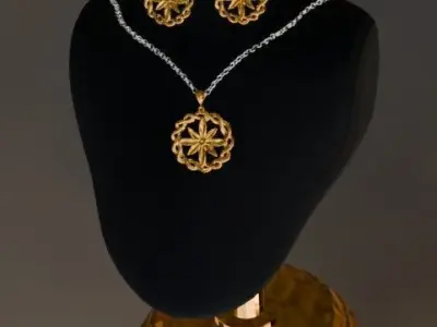 Luxury Floral Jewelry Set 3D Model Free 3D print model