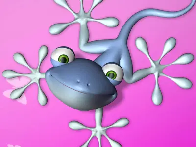 Cartoon Gecko RIGGED Low-poly 3D model