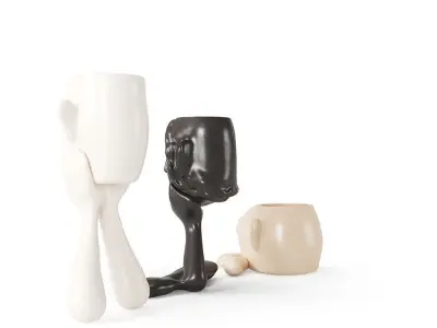 Abstract Figure Statue Pots Collection 3D model