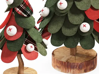 Craft Christmas Trees Set  3D model
