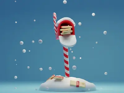 Christmas Mailbox Low-poly 3D model