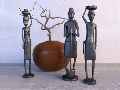 Africa bust of african woman wearing headband 3D model