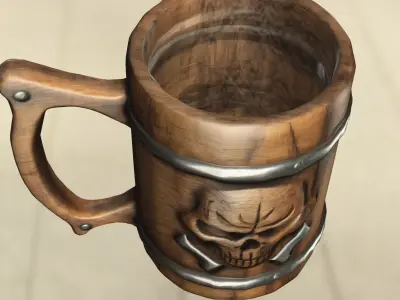 Motorcycle Engraved Wooden Beer Mug Low-poly 3D model