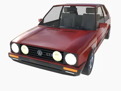 VW Volkswagen golf 2 GTI Low-poly 3D model