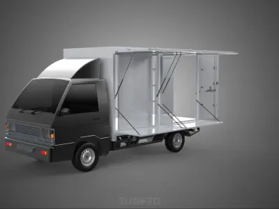 CAR MOBILE SHOP FOOD TRUCK VEHICLE VAN RETAIL CATERING OPEN DOOR 3D model