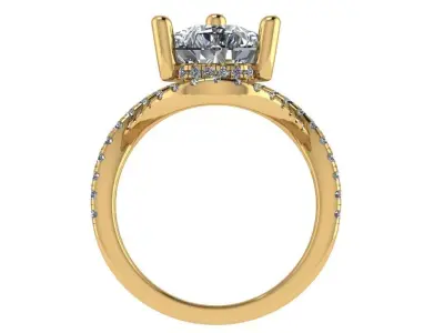 pear shape cross pointy solitare ring  3D print model