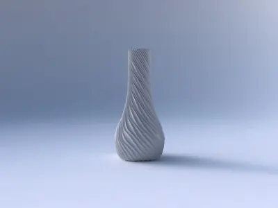 Vase curved 2 with wavy extruded lines 3D print model