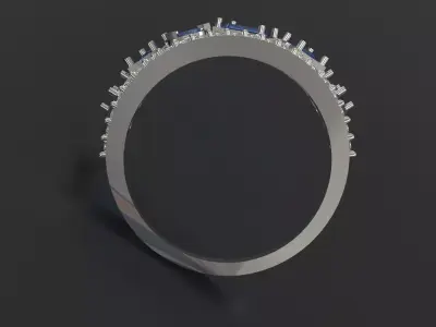 Diamond and Sapphire Crown Ring model jr00289 3D print model