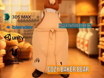 Cozy Baker Bear model pack Low-poly 3D model