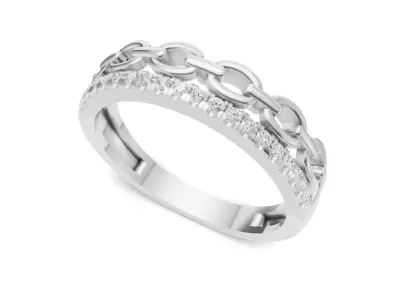 Diamond Chain Ring Trendy Stackable Band 3D print model